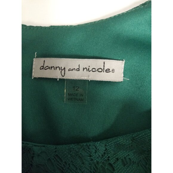 Danny and Nicole Women's Green Lace Overlay Sleeveless Dress w/Keyhole Size 12 - Picture 5 of 7